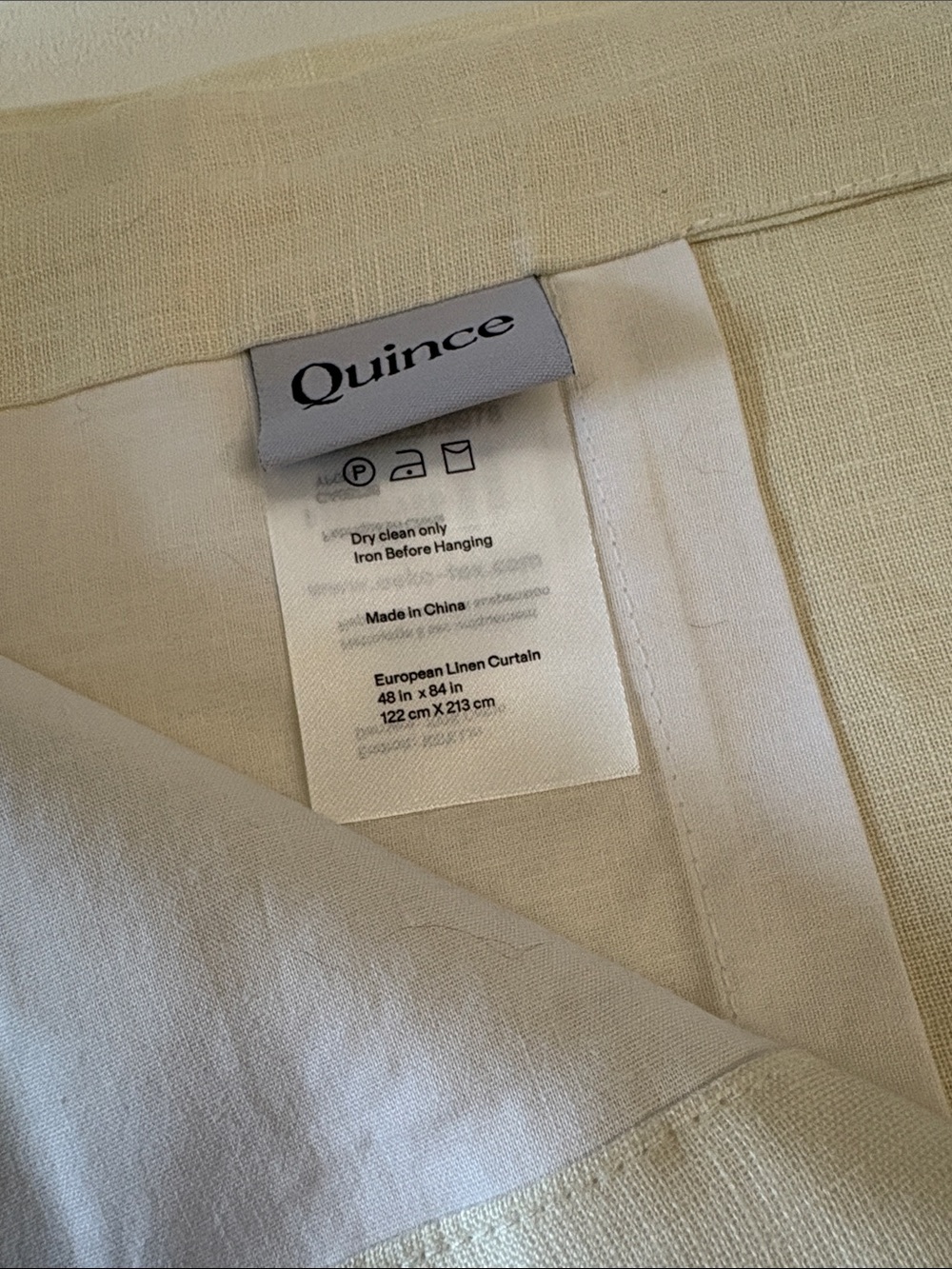 European Linen Curtain 48x84 Ivory